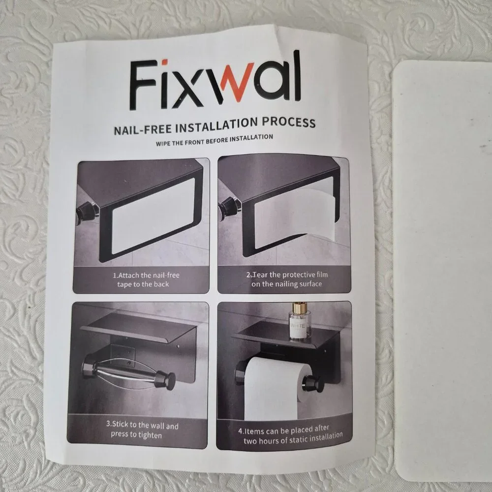 Fixwal Stainless Steel Drill Free Toilet Paper Roll Holder Phone Shelf Silver